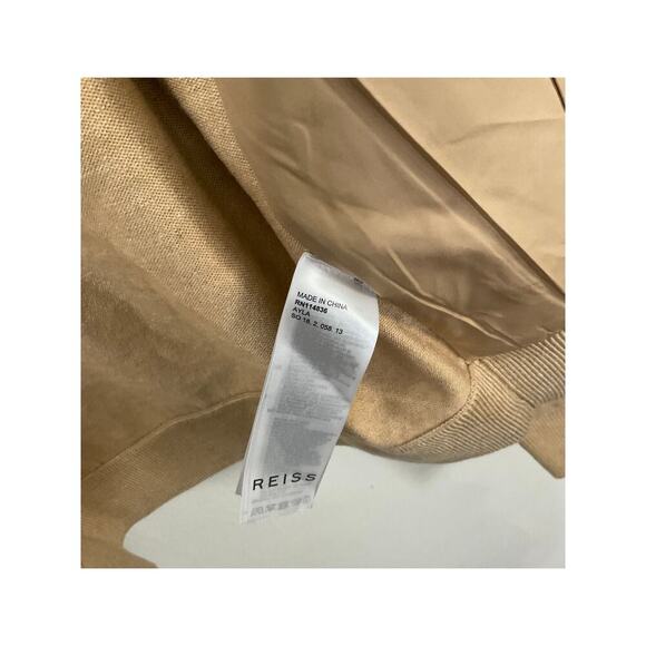 REISS Ayla Knit Hybrid Jacket Womens Brown Size 6 Small Front Zip Quilted Bomber - Picture 7 of 8